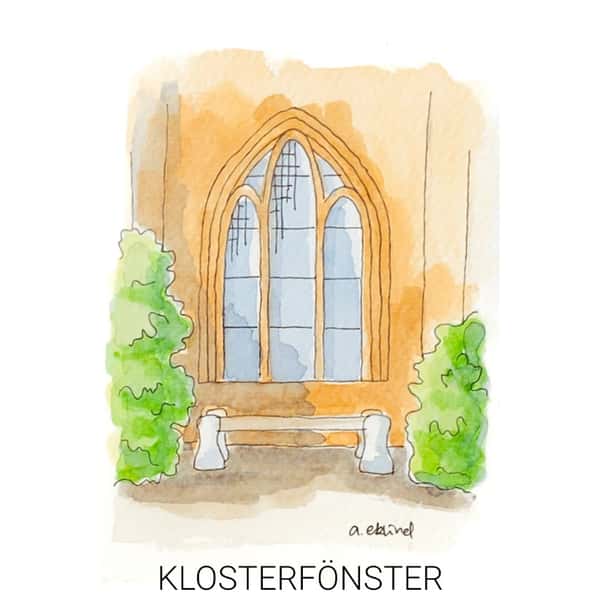 Akvarellmålning "Klosterfönster"