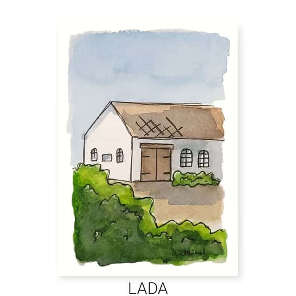 Akvarellmålning "Lada"
