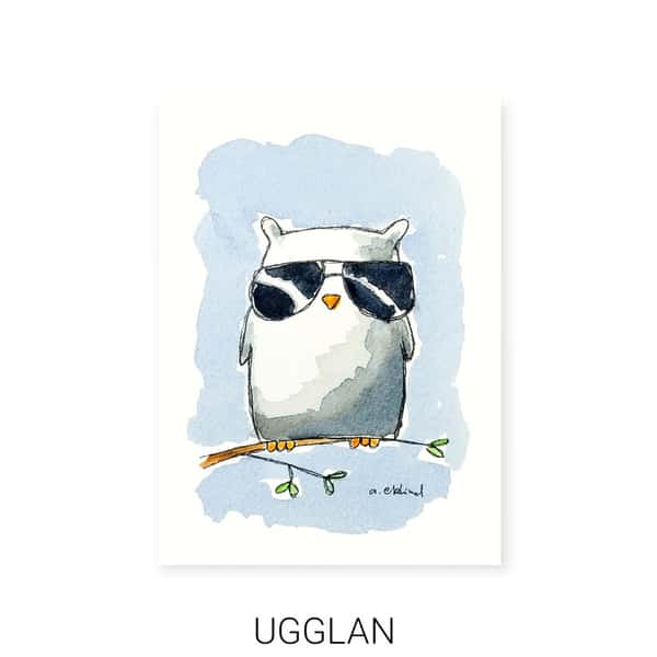 Akvarellmålning "Uggla"