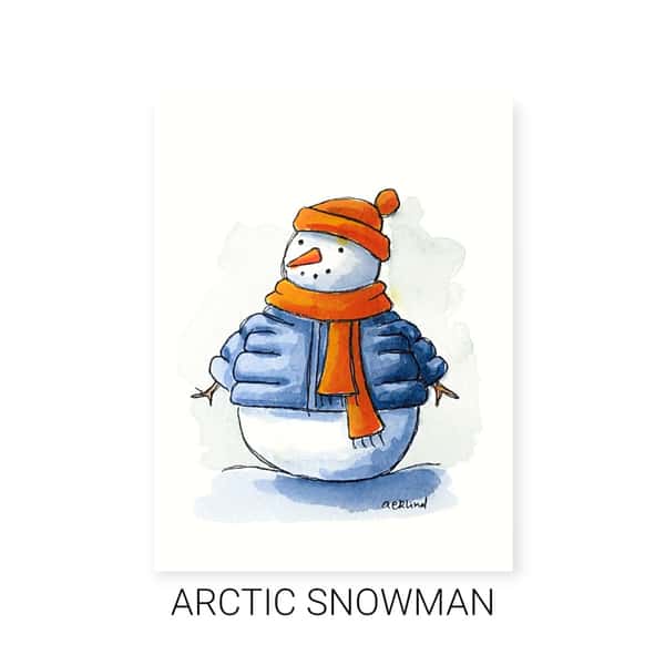 Akvarellmålning "Arktisk snögubbe"