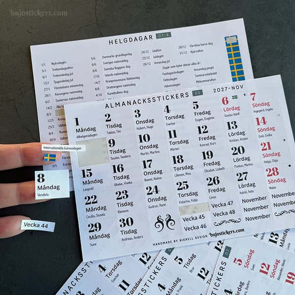 Almanacksstickers 02 och Helgdagar