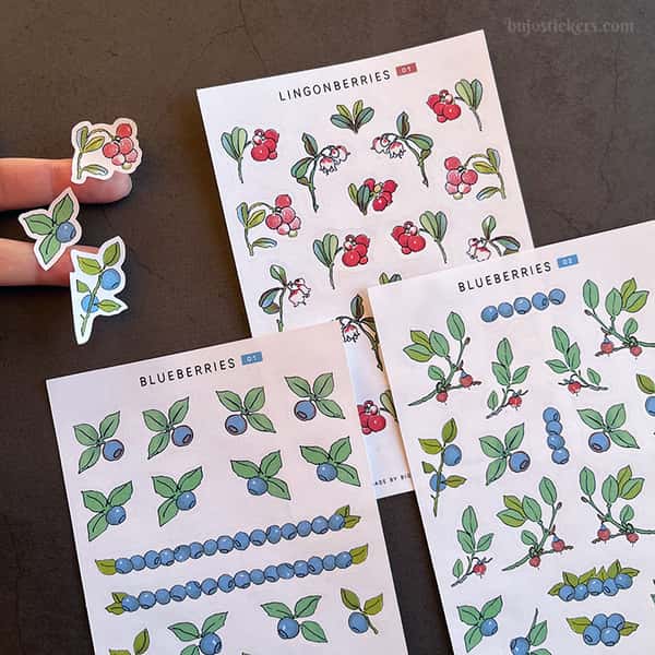 Stickers – Lingon och blåbär (stora)