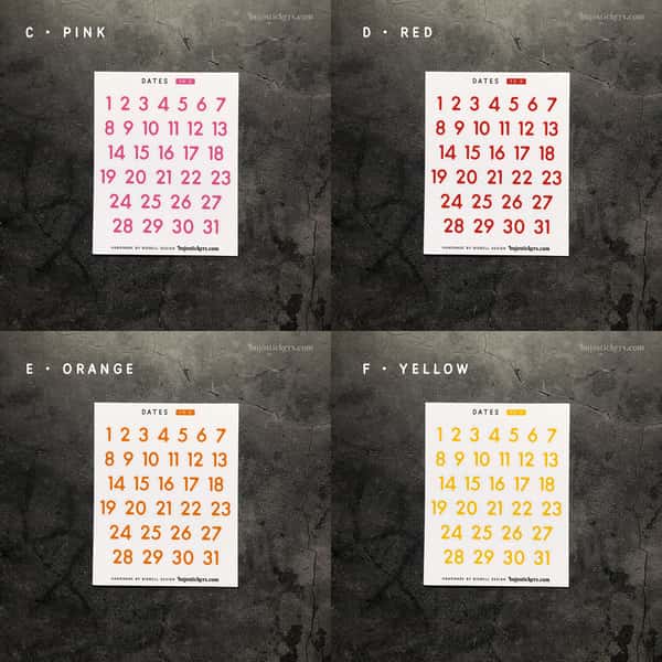 Stickers – Datum 1-31