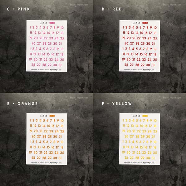 Stickers – Datum 1-31
