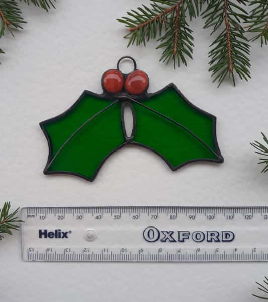 Stained glass Christmas holly