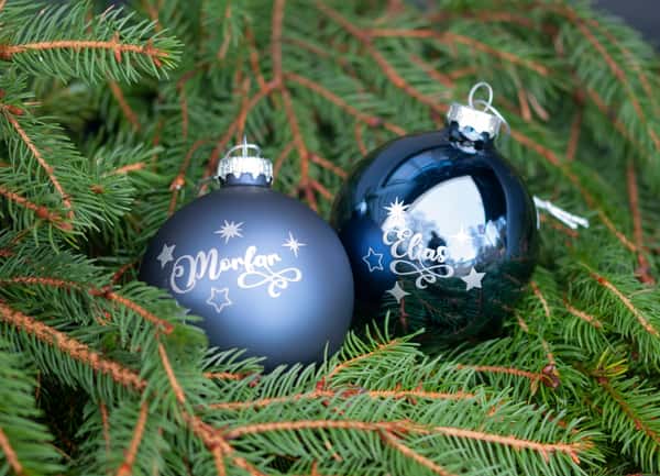 Julgranskulor med namn