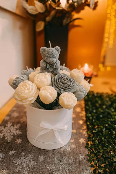 Flower bouquet made of candles