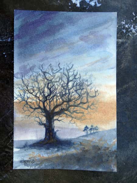 Akvarellmålning Träd.