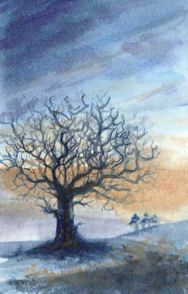 Akvarellmålning Träd.