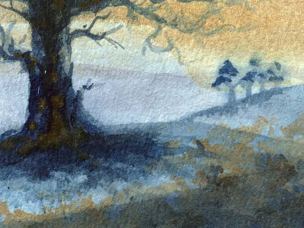 Akvarellmålning Träd.