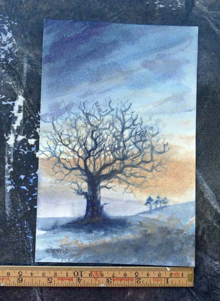 Akvarellmålning Träd.