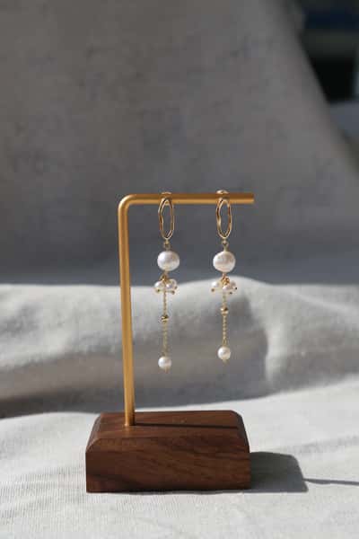 Asymmetrical Baroque Freshwater Pearl Drop Earrings – French Elegant Style