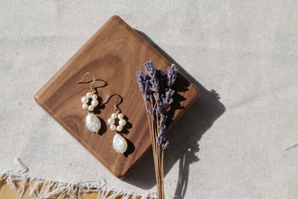 Baroque Freshwater Pearl Flower Earrings – French Vintage Style, 925 Silver Hooks