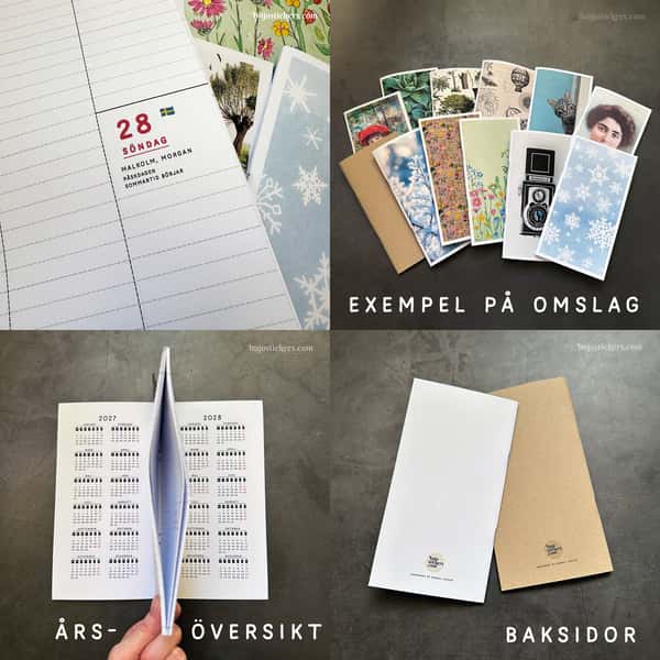 Veckokalender vertikal layout. Välj omslag. Häftad Traveler's notebooks insert. Regular/standard storlek.