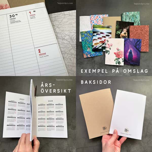 Veckokalender vertikal layout. Välj omslag. Häftad Traveler's notebooks insert. Regular/standard storlek.