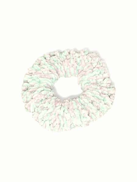 Stickad Mångfärgad Scrunchie - Mjuk Hårsnodd