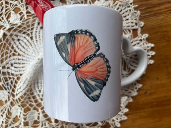 mugg med fjäril