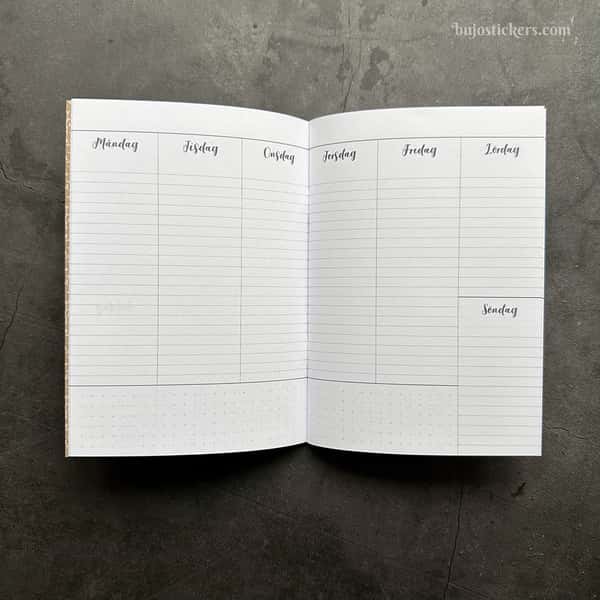 Odaterad veckokalender. Häftad Traveler's notebooks insert B6
