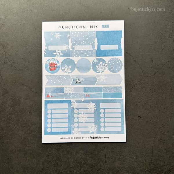 Stickers – Funktionell mix med tabbar, pilar, att göra-listor mm. Vinterdekor.