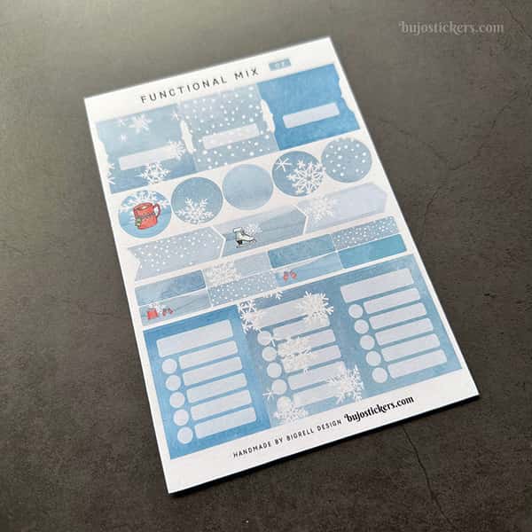 Stickers – Funktionell mix med tabbar, pilar, att göra-listor mm. Vinterdekor.