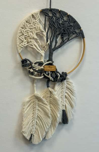 Livets Träd – Handgjort makramé, två träd på bambusring 25 cm