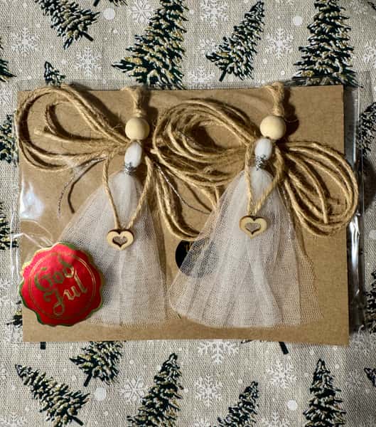 Två små julänglar i tyll och jute -ett set