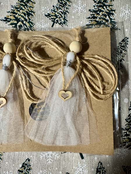 Två små julänglar i tyll och jute -ett set