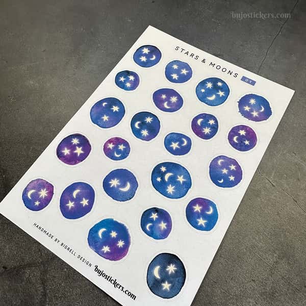 Stickers – Stjärnor och månar på natthimlen