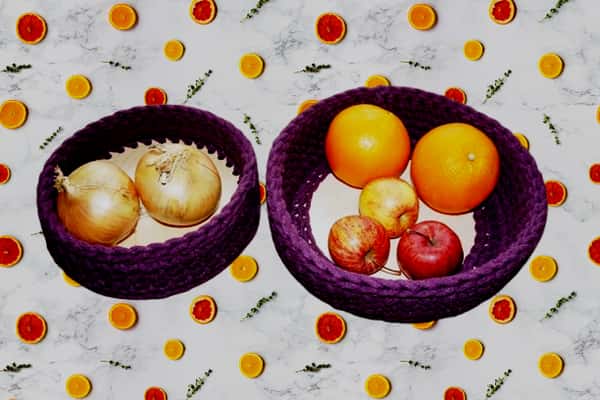 Virkade korgar, grytunderlägg & bordsunderlägg