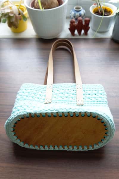 Virkad väska, ljus grön / mint