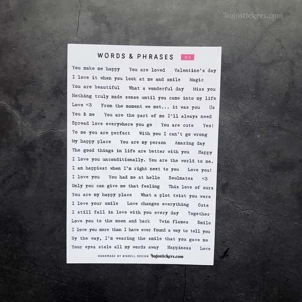 Stickers – Textremsor: Love, romance & Valentine's day