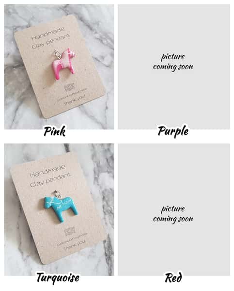 Handgjorda hängen med Dala hästar i polymer lera