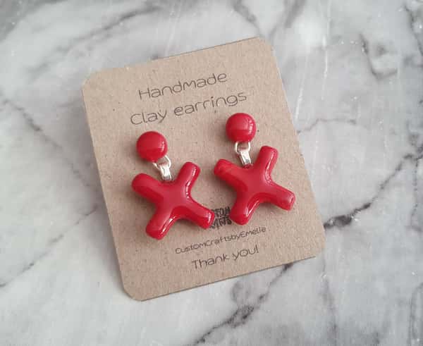 Handgjorda örhängen i polymerlera, Röda Xs