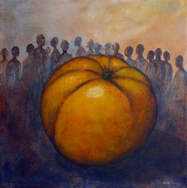 Oljemålning "Frukt" orange citrusfrukt, måleri på duk 30x30 cm