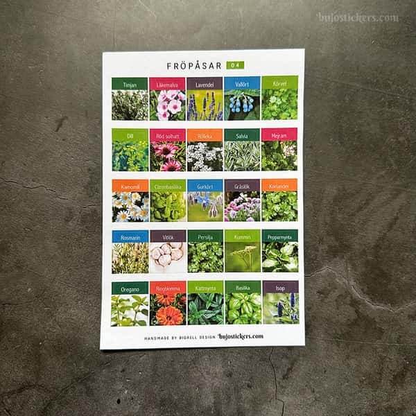 Stickers – Fröpåsar: örter och kryddor