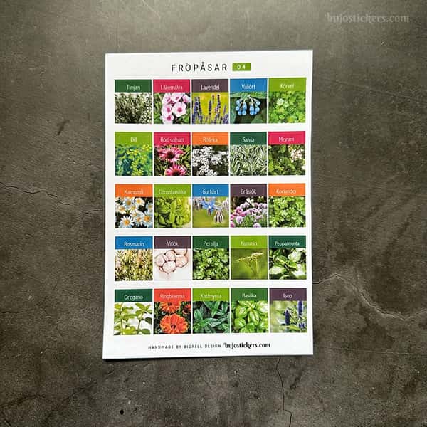 Stickers – Fröpåsar: grönsaker