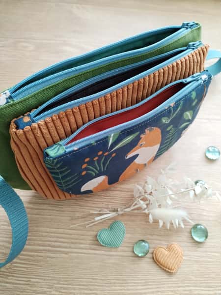 Väska HippBag/ShoulderBag Bältesväska/axelväska med rosa guld detaljer färgglada/grön/brun