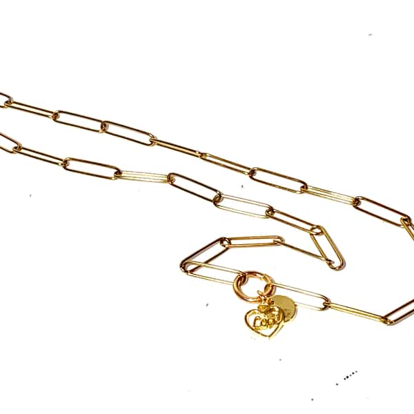 Halsband med paper clip kedja och berlocker