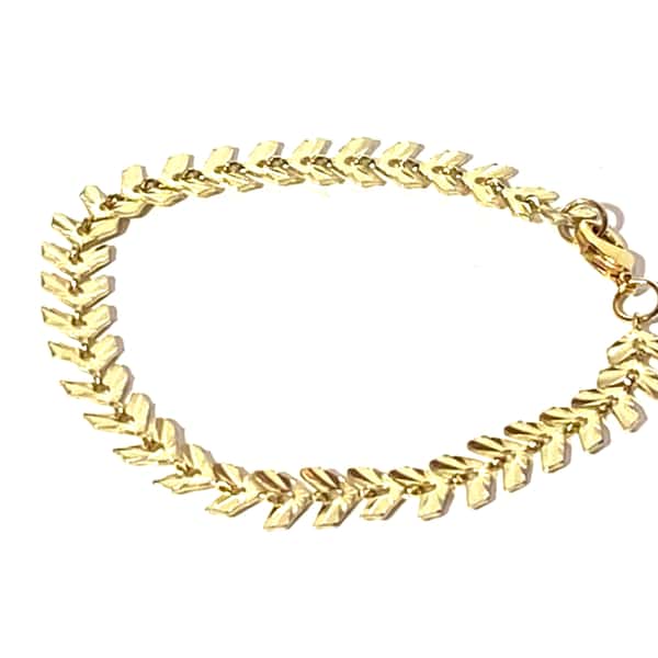 Armband Ljusguld med löv Kedja