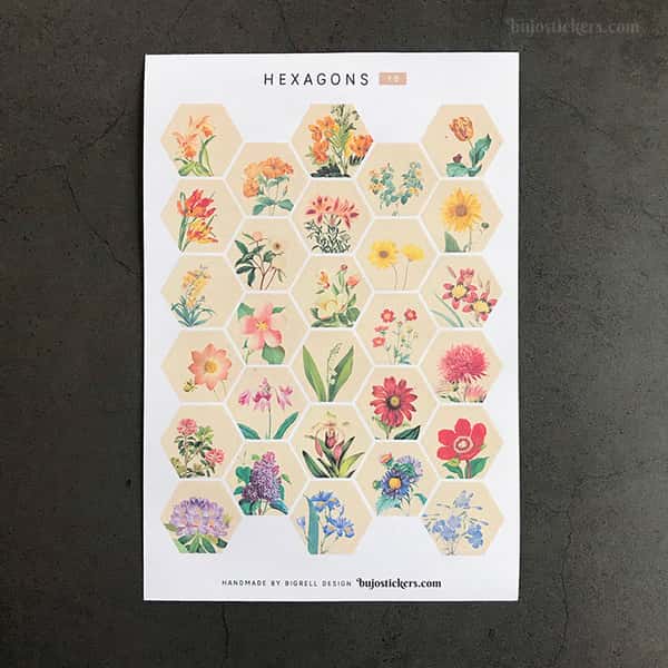 Stickers – Trädgårdsblommor i hexagoner