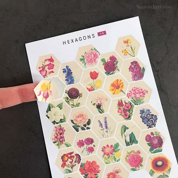 Stickers – Trädgårdsblommor i hexagoner