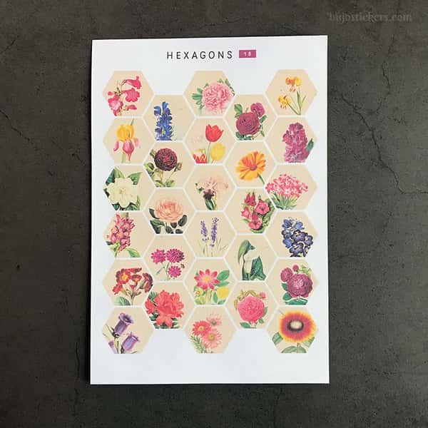 Stickers – Trädgårdsblommor i hexagoner