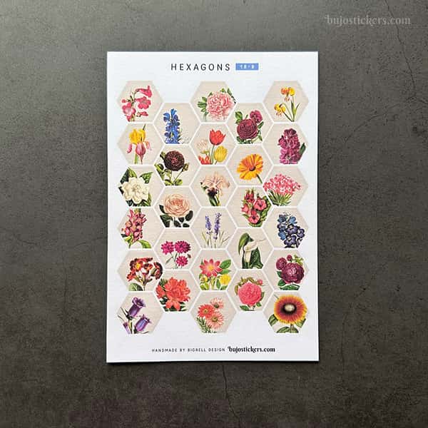 Stickers – Trädgårdsblommor i hexagoner