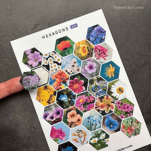 Stickers – Blommor i hexagoner