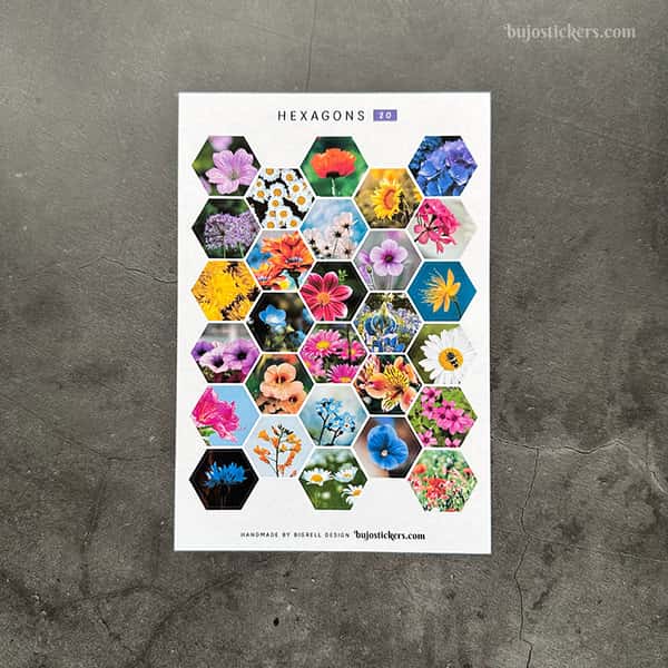 Stickers – Blommor i hexagoner