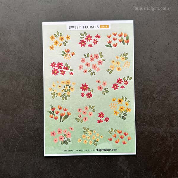 Stickers – Små blommor i rött, orange och gult