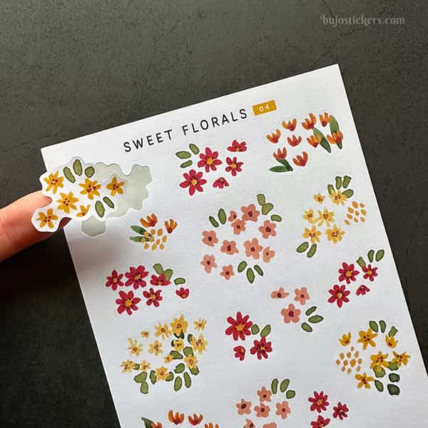 Stickers – Små blommor i rött, orange och gult