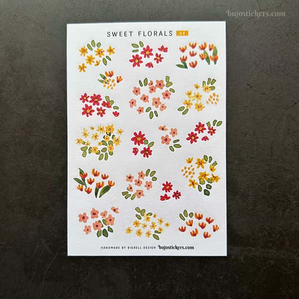 Stickers – Små blommor i rött, orange och gult
