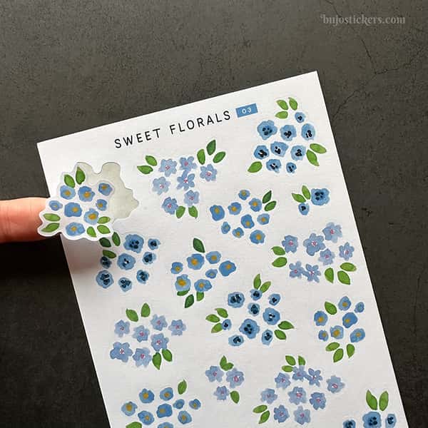 Stickers – Små blommor i blått
