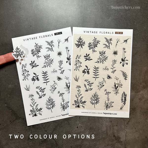 Stickers – Svartvita illustrationer av växter och plantor